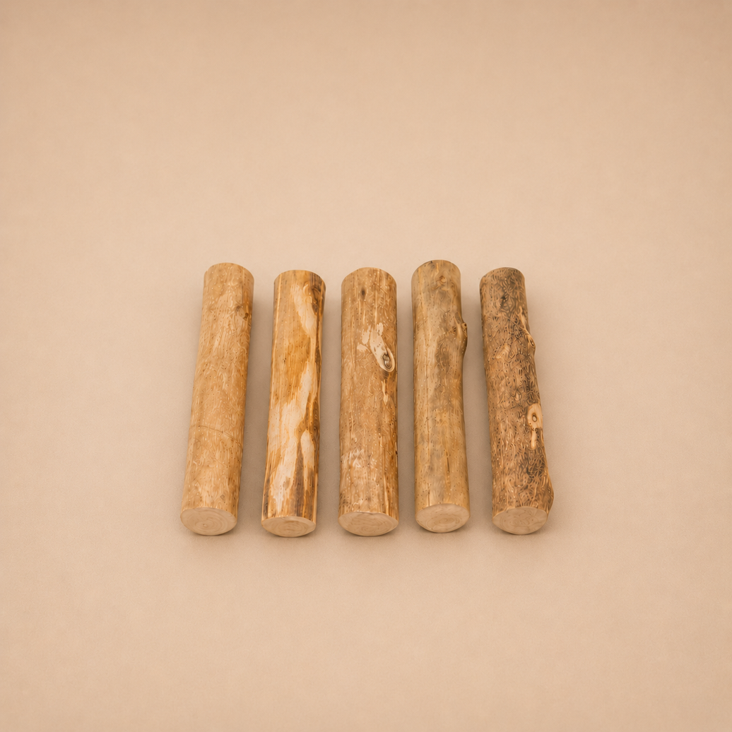 Fragment de bois de cannelle taille L de la marque Woof'Eat, montrant la texture et la couleur brun chaud du bois.