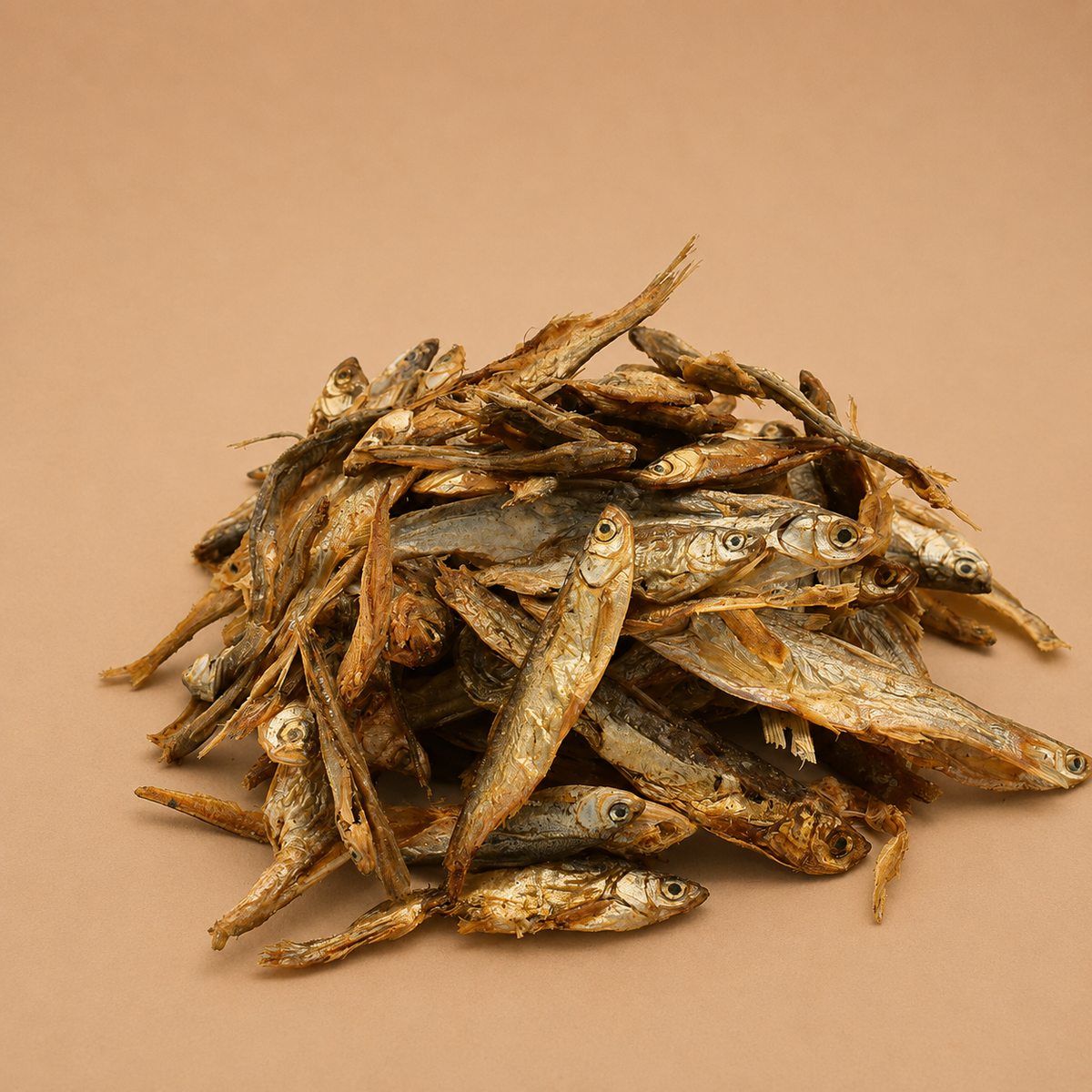 Sachet de 20g de sprats grande taille Woof'Eat, contenant environ 5 unités de poisson pour chien en image.